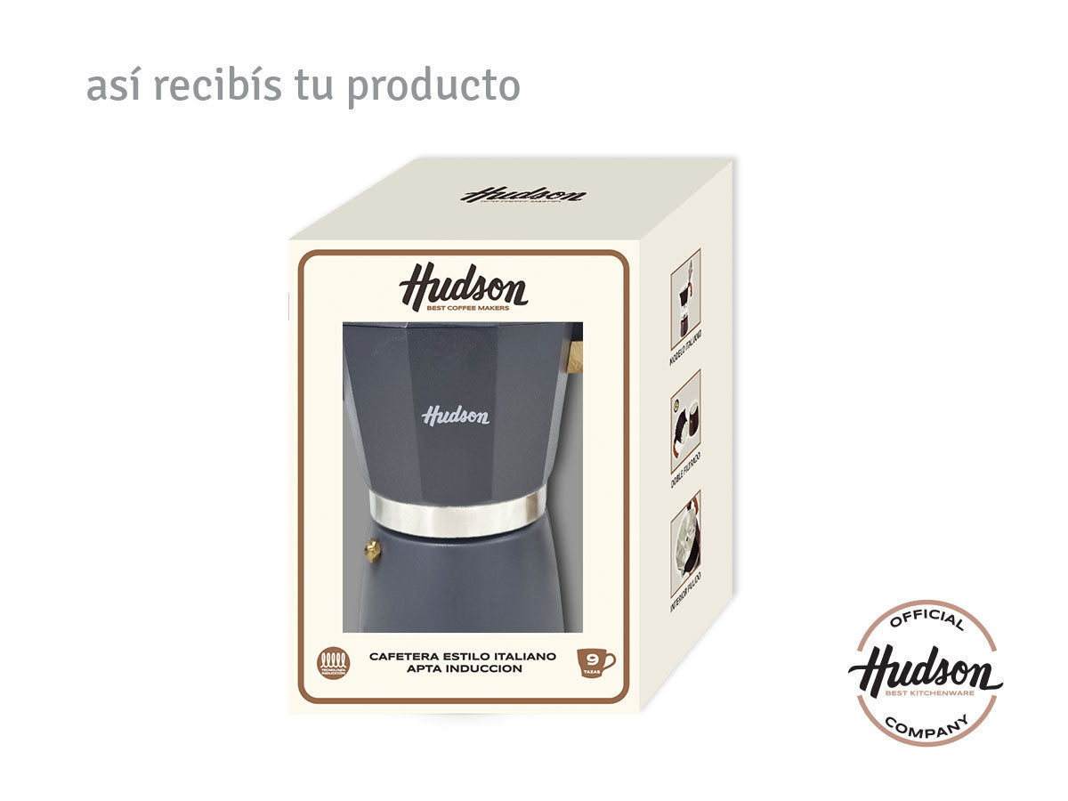 Cafetera Esmaltada Hudson Gris Estilo Italiana 6 Tazas