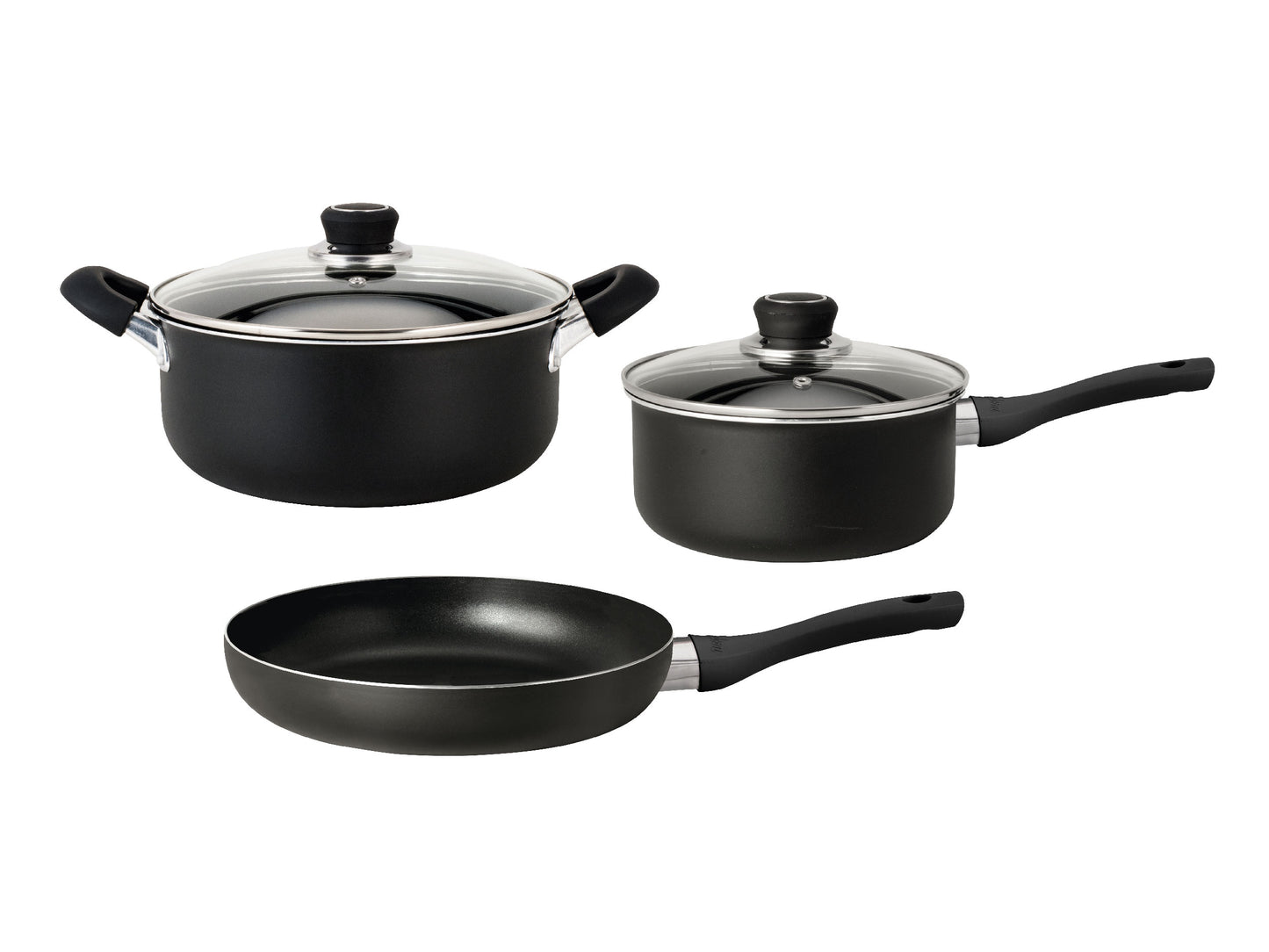 Set Cacerolas 18 Y 22 Cm + Sarten 22 Cm Antiadherente