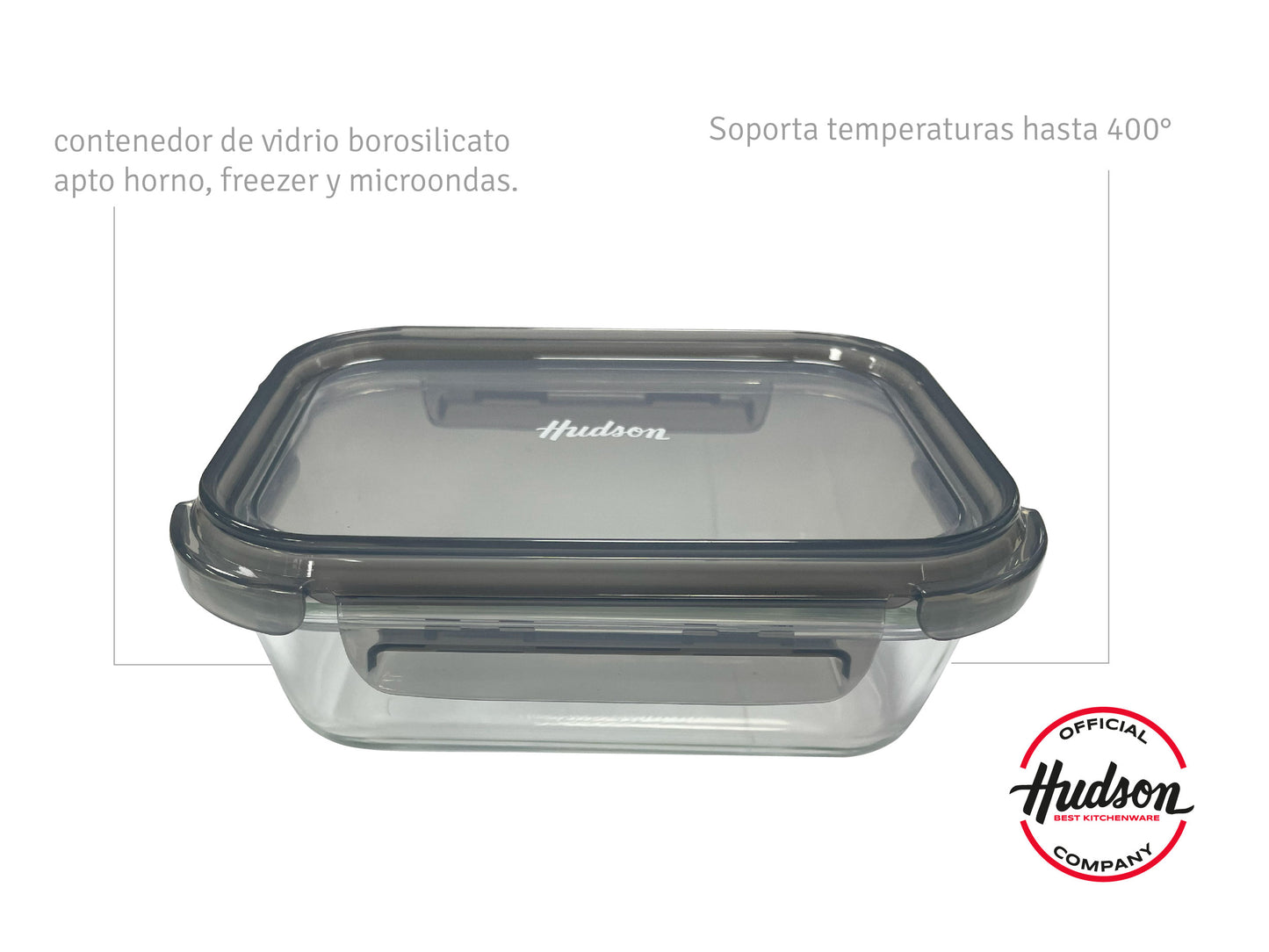 Contenedor Hermético Hudson de Vidrio Borosilicato 640 ml con Tapa BPA Free