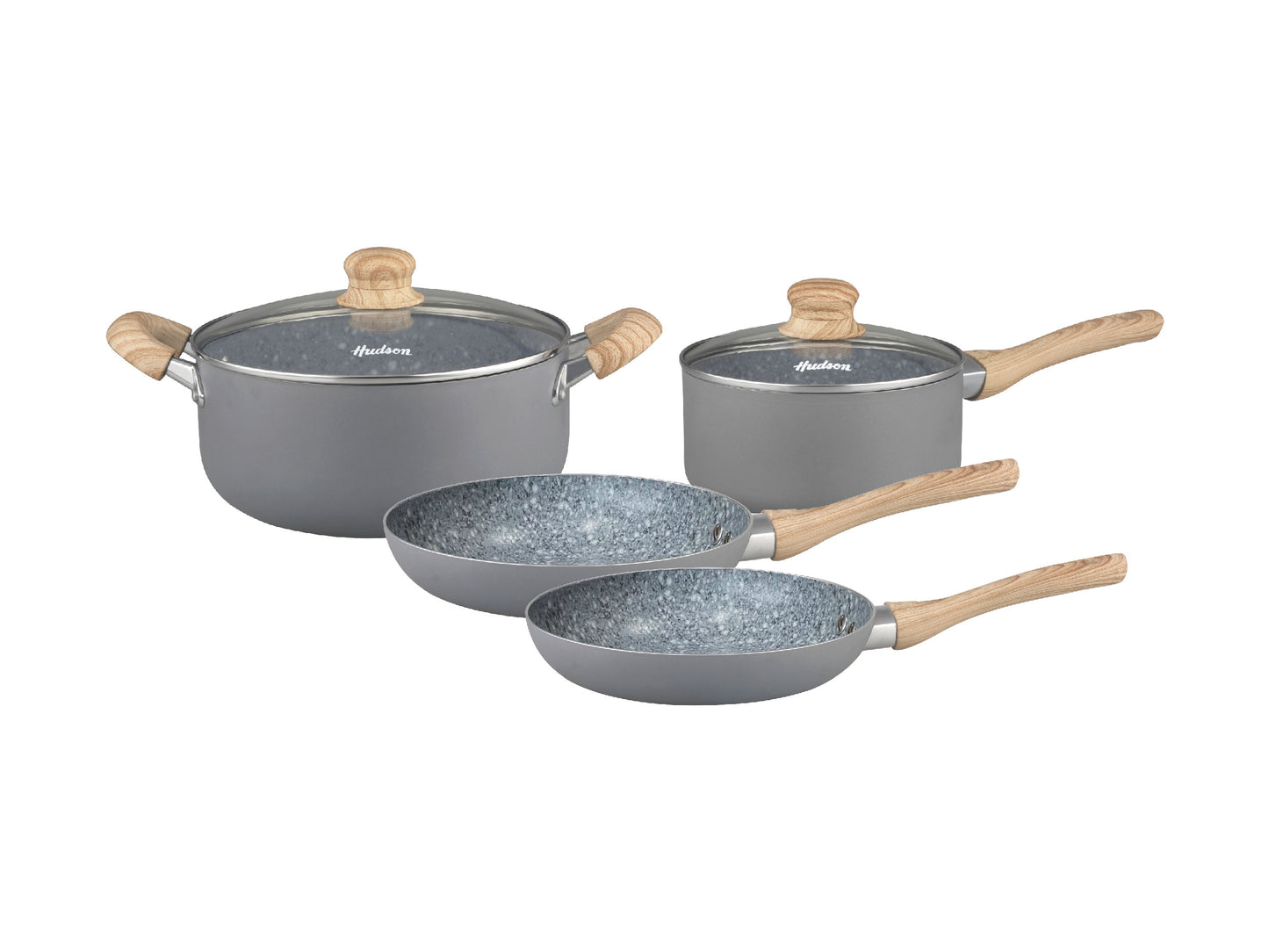 Set Bateria Linea Granito Hudson Con Antiadherente 6 Piezas