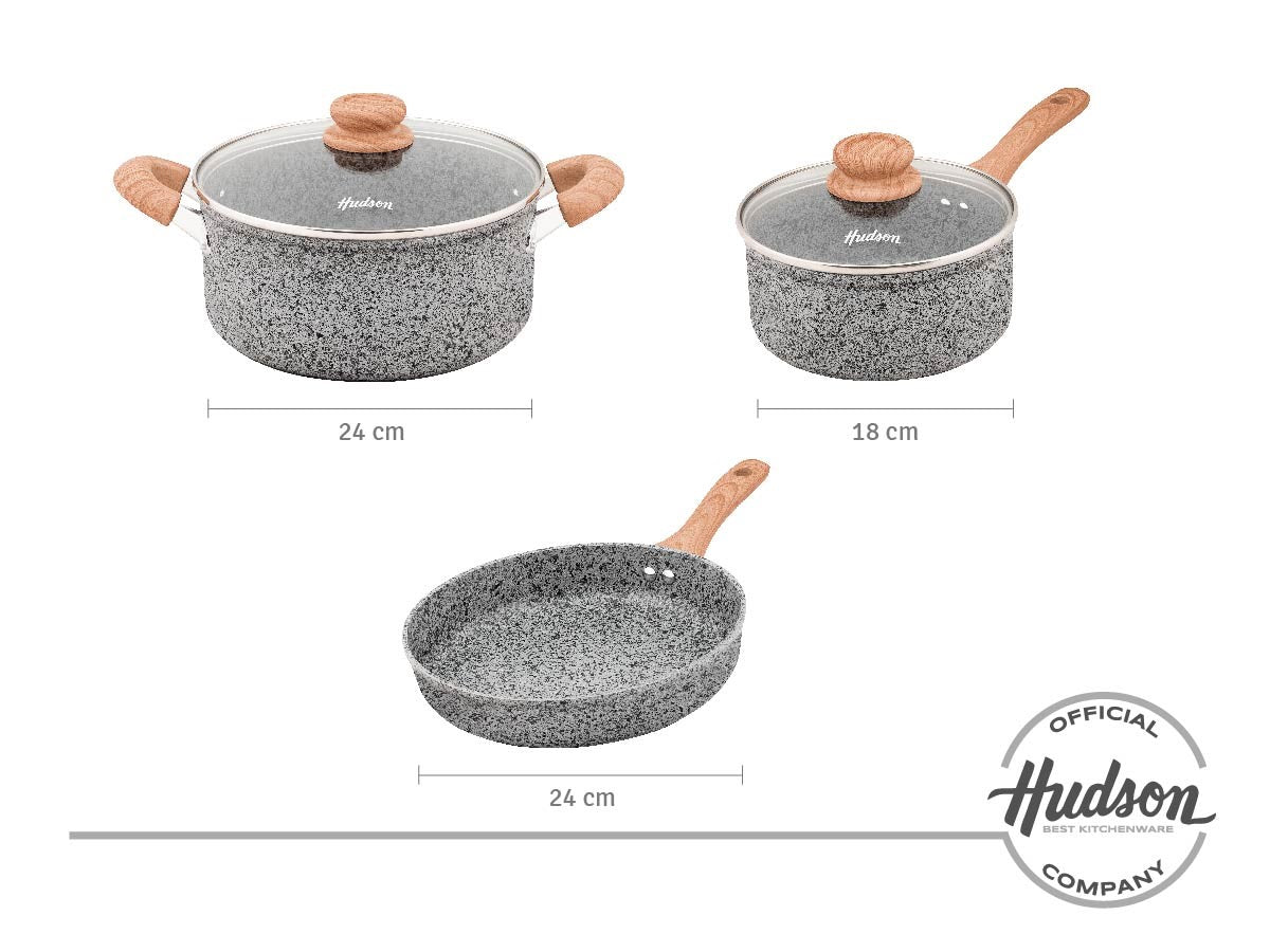 Batería Hudson Olla 24 Cm Y 18 Cm + Sartén 24 Cm Aluminio