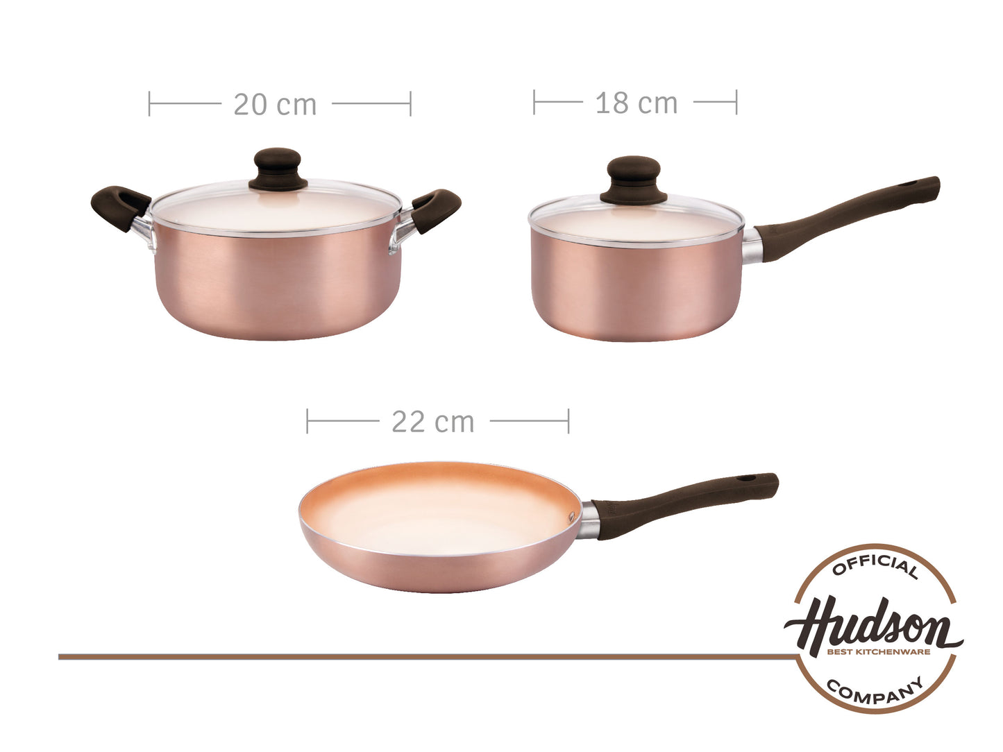 Set Cacerolas + Sarten Linea Cobre Hudson