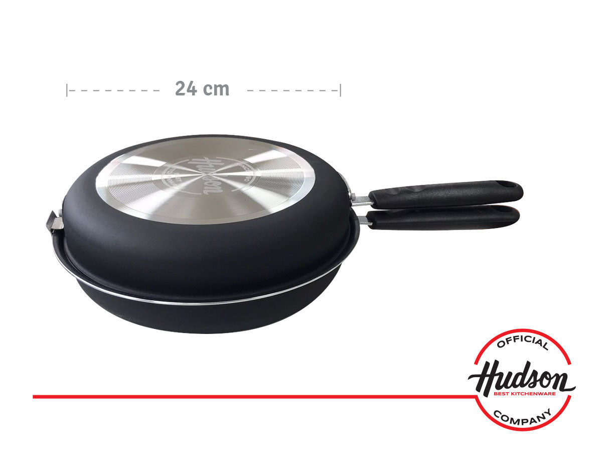 Sartén Doble Hudson Antiadherente 24 Cm Color Negro