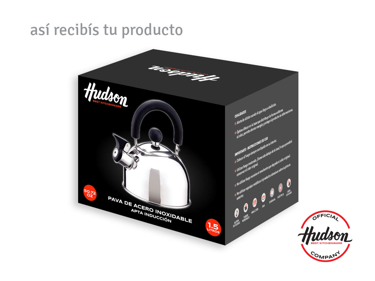 Pava Silbadora Acero Inoxidable Hudson 1.5 Litros