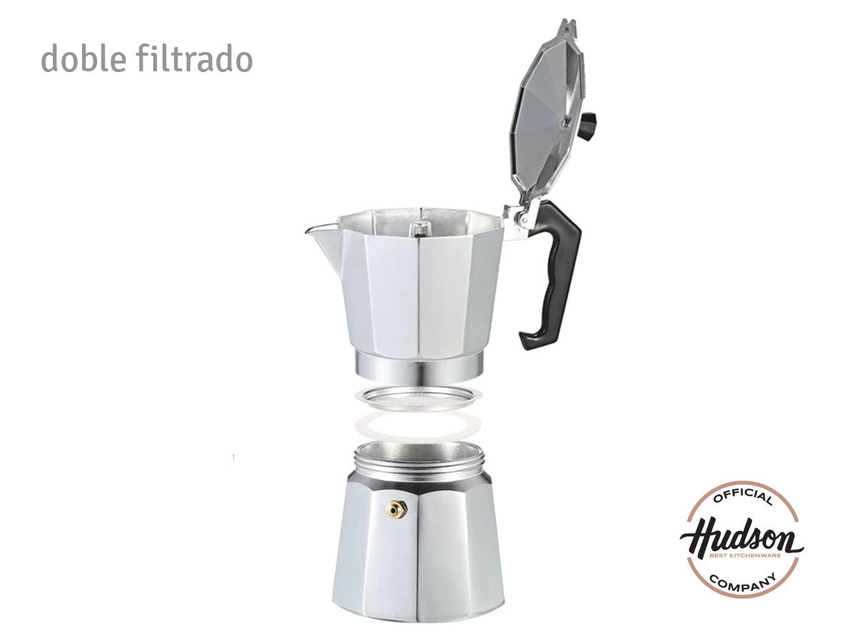 Cafetera Aluminio Pulido Hudson Tipo Italiana 6 Tazas