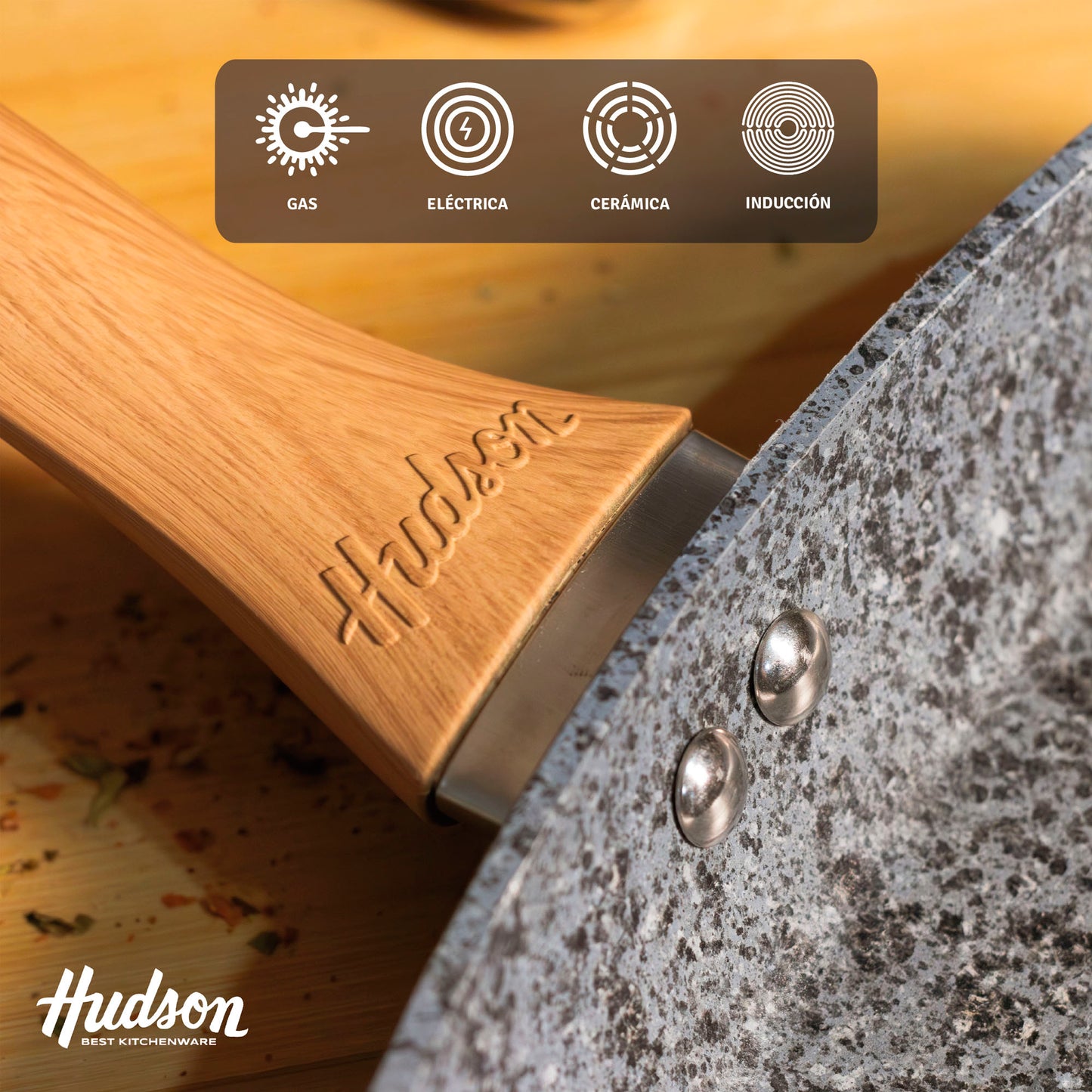 Sartén 26cm Hudson Granito Stone Aluminio Forjado Antiadherente