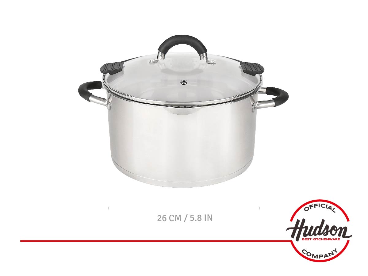 Cacerola Acero Inoxidable 26cm Inducción Hudson Triple Fondo
