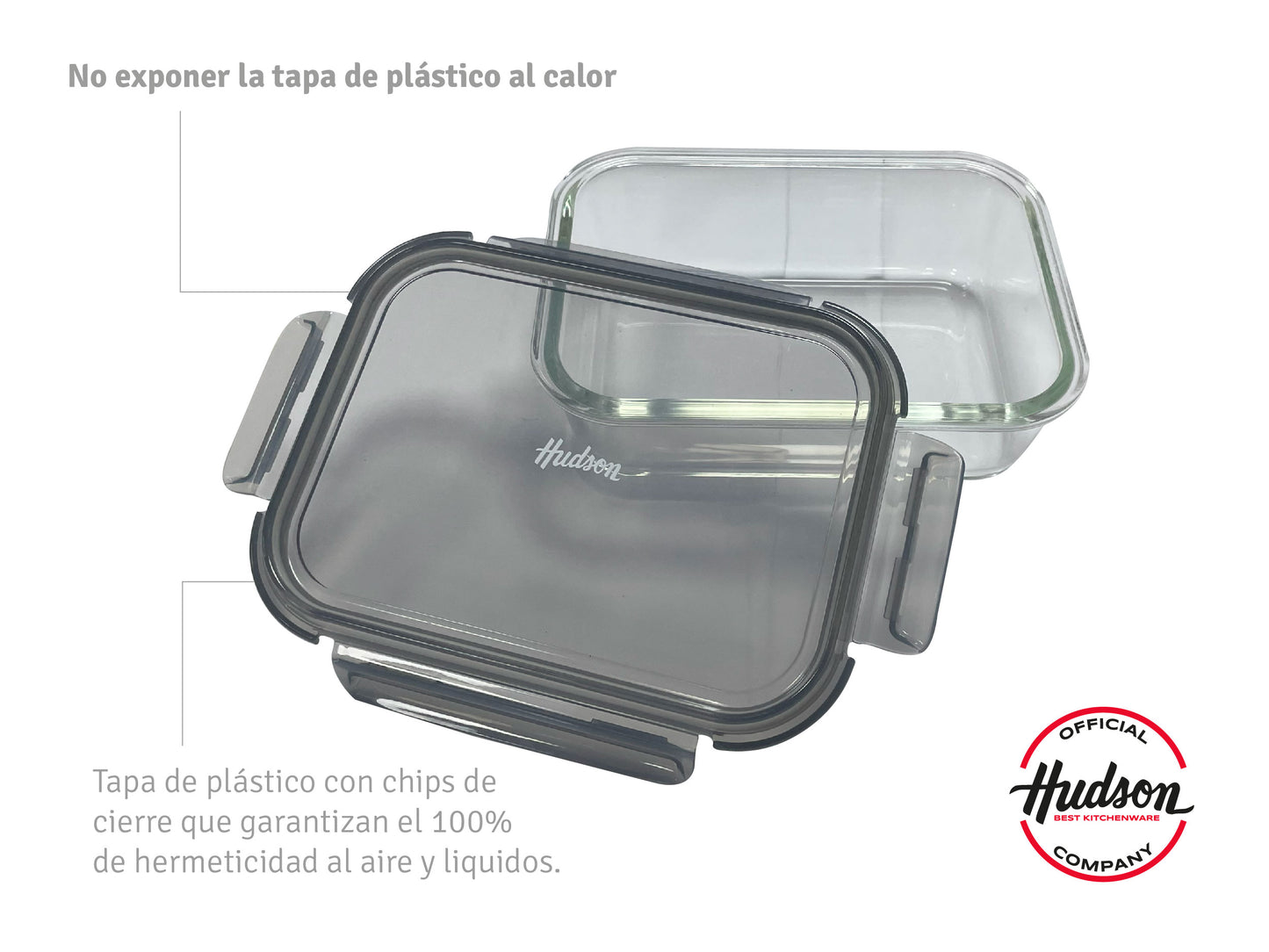 Contenedor Hermético Hudson de Vidrio Borosilicato 1040 ml con Tapa BPA Free