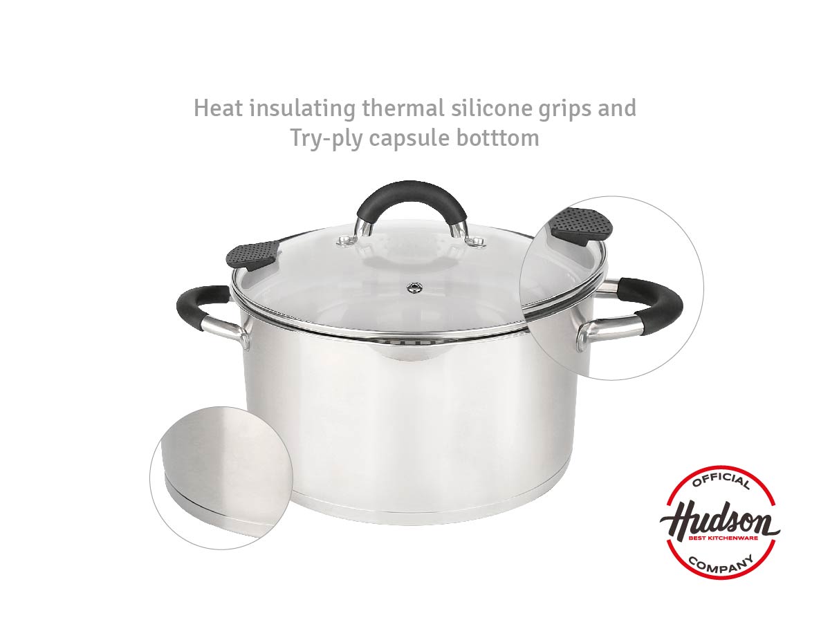 Cacerola Acero Inoxidable 26cm Inducción Hudson Triple Fondo