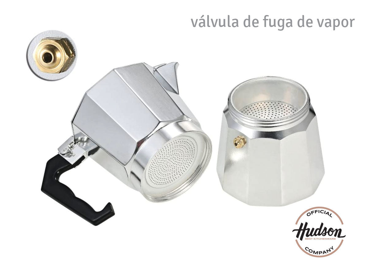 Cafetera Aluminio Pulido Hudson Tipo Italiana 6 Tazas