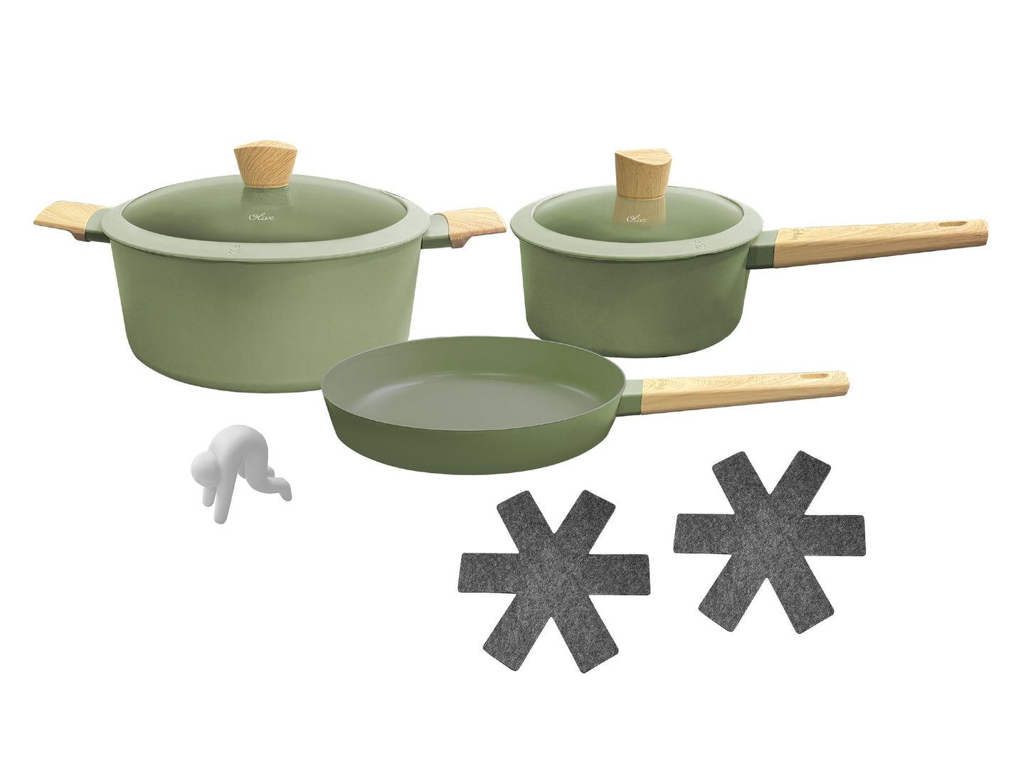 Batería De Cocina Hudson 5 Piezas Antiadherente Aluminio