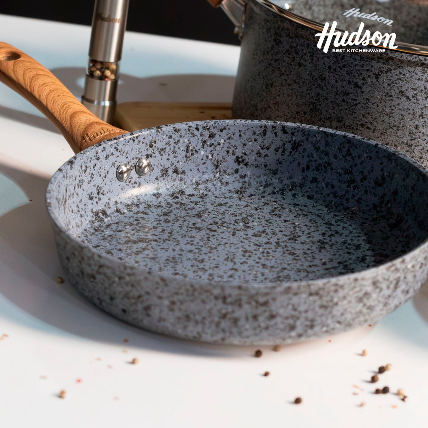 Batería Granito Stone Aluminio Forjado Olla 24 Cm Y 18 Cm + Sartén 24 Cm