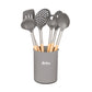 Set 6 Utensilios Nylon Con Mango De Madera Hudson Gris