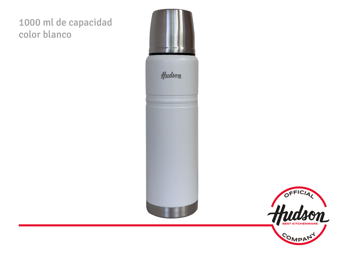 Termo Botella Térmica 1L Acero Inoxidable Doble Pared Blanco