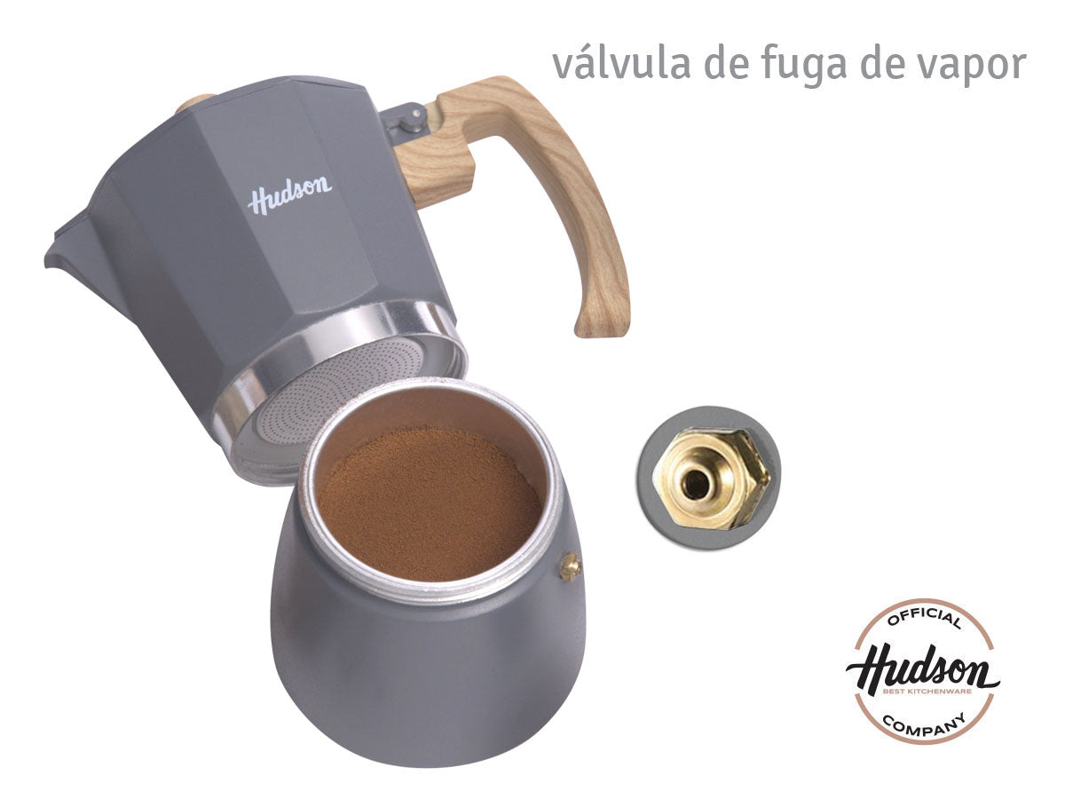 Cafetera Esmaltada Hudson Gris Estilo Italiana 6 Tazas